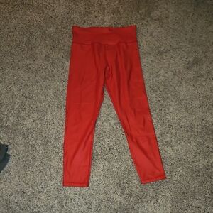 ZYIA Active Red Leggings Metallics